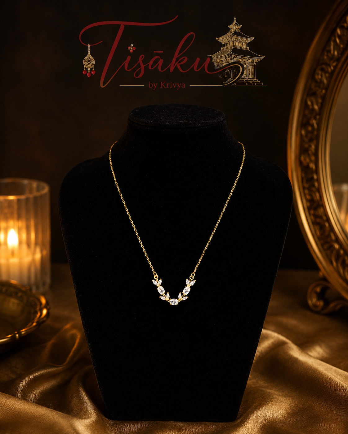 Dainty Crystal Leaf Chain