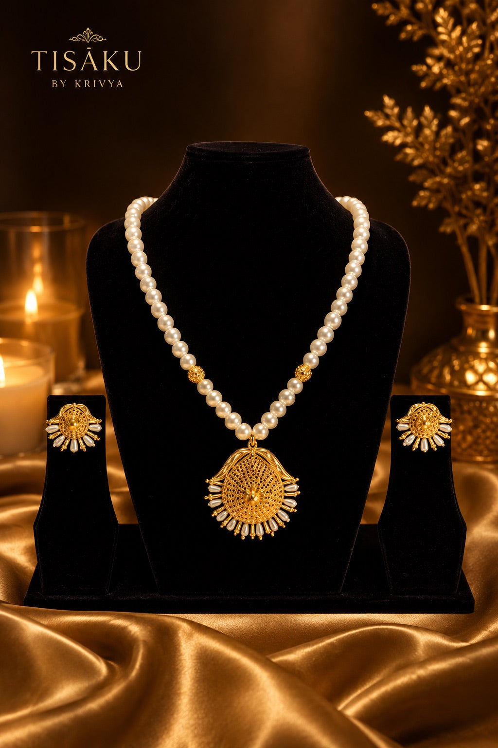 Pearl Necklace & Earring Set