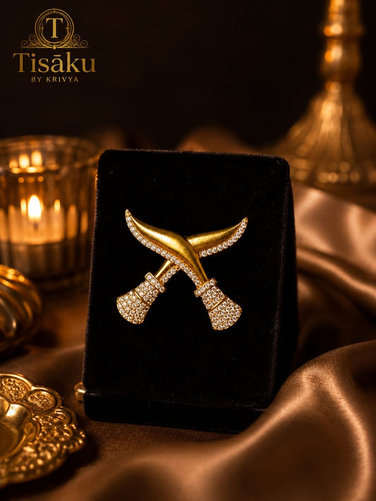 Crystal Crossed Khukuri Brooch