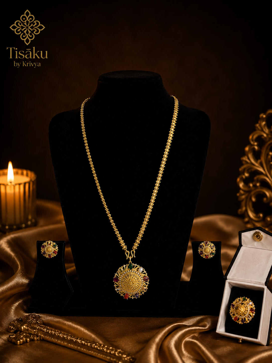 Gold Filigree Pendant Set