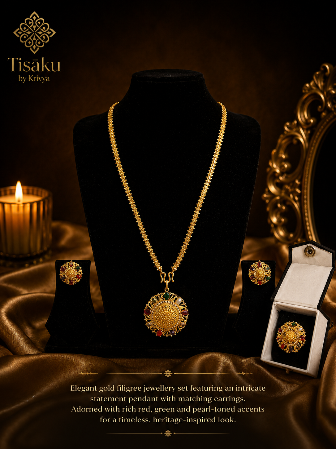 Gold Filigree Pendant Set