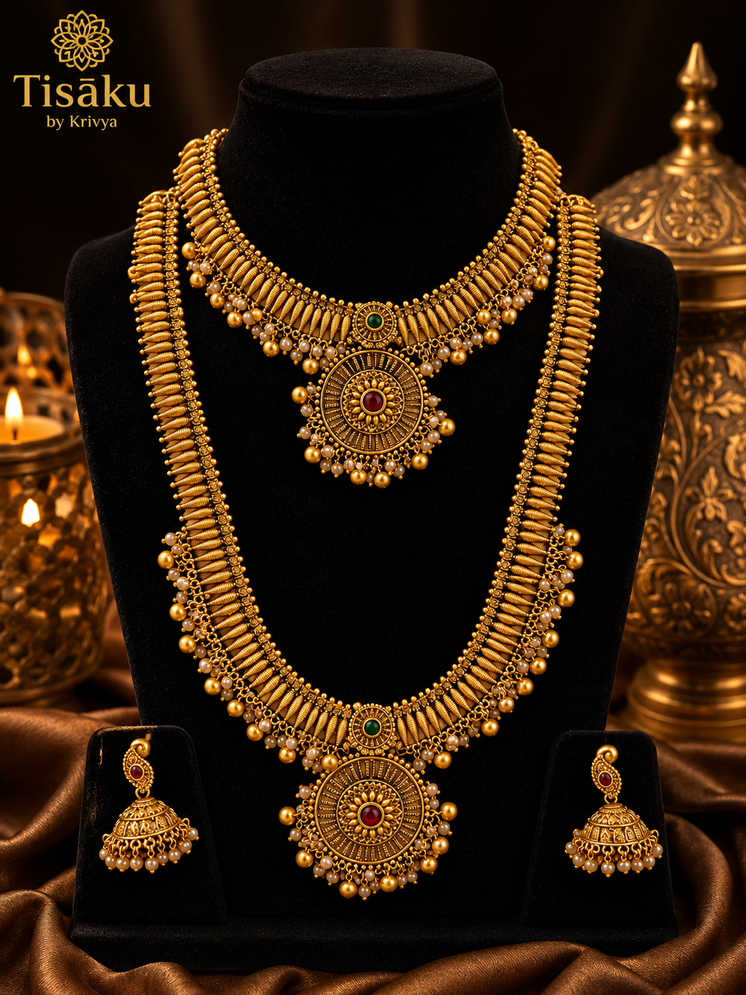 Bridal Brass Layered Necklace Set